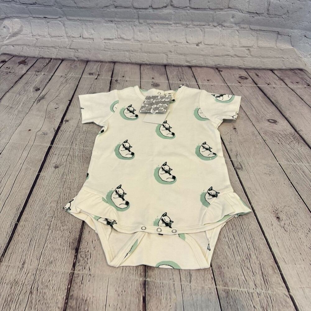 Kate Quinn Ruffle Cat Pattern Bodysuit